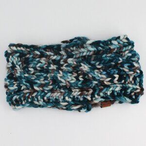 Handmade Hand Knit Chunky Cable Knit Merino Costa Blue Ear Warmer Headband